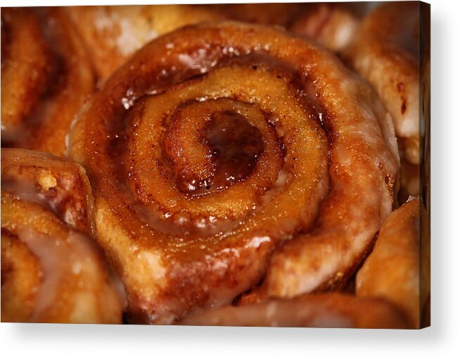 Cinnamon Rolls Acrylic Print featuring the photograph Ooey Gooey Delicious Cinnamon Rolls by Tracie Schiebel