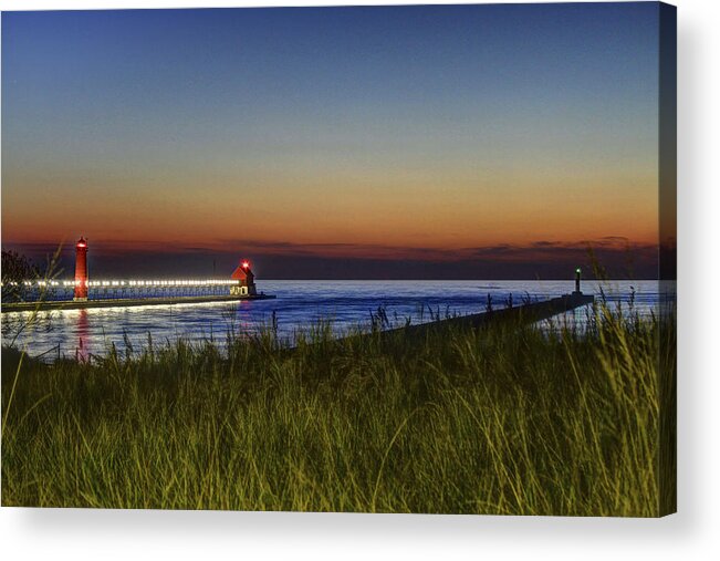 Evening Glow Acrylic Print featuring the photograph Overlooking the Piers by Richard Gregurich