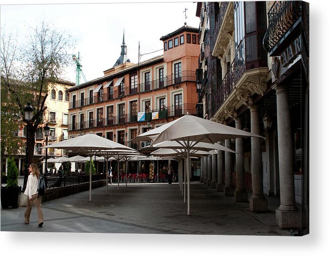 Toledo Acrylic Print featuring the photograph Passing By Zocodover Square by Lorraine Devon Wilke