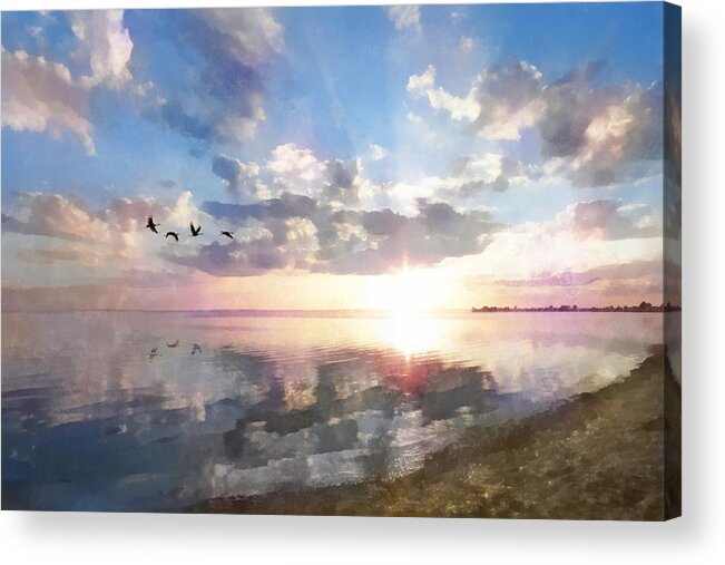 Sunrise Acrylic Print featuring the digital art Peaceful Sunrise by Frances Miller