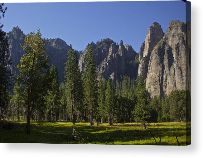 Yosemite Acrylic Print featuring the photograph Peaks Before El Capitan by Jeremy McKay