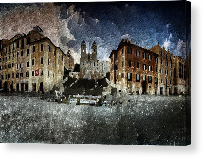 Piazza Di Spagna Acrylic Print featuring the digital art Piazza di Spagna by Andrea Barbieri