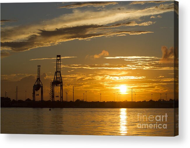 Port Of Charleston Sunset Acrylic Print featuring the photograph Port of Charleston Sunset III by Dustin K Ryan