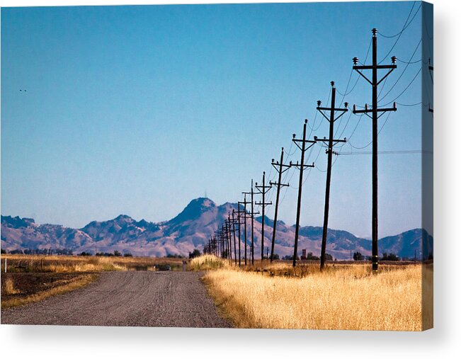 Agriculture Acrylic Print featuring the photograph Power Lines and a Dirt Road by Chris Fullmer