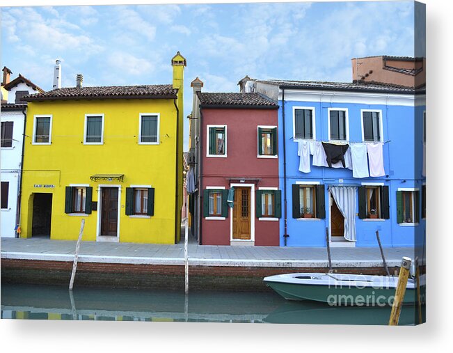 Burano Italy Acrylic Print featuring the photograph Primary colors in Burano Italy by Rebecca Margraf