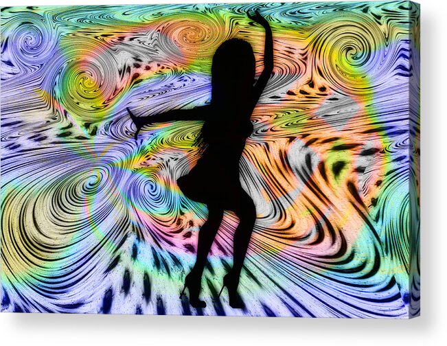 Psychedelic Dancer Acrylic Print featuring the drawing Psychedelic Dancer by Bill Cannon