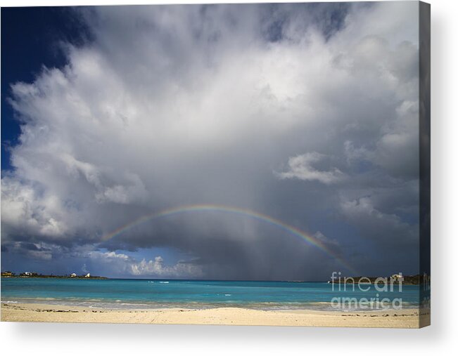 Exuma Acrylic Print featuring the photograph Rainbow Over Emerald Bay by Dennis Hedberg