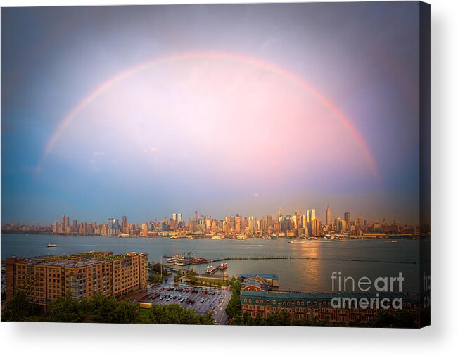 Clarence Holmes Acrylic Print featuring the photograph Rainbow Over New York City II by Clarence Holmes
