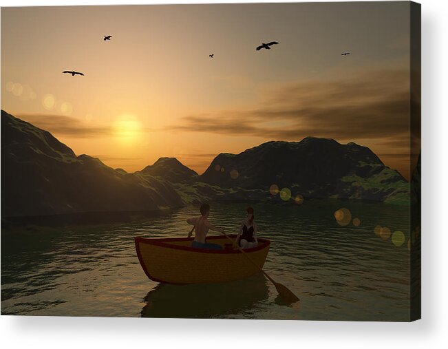 Lake Acrylic Print featuring the digital art Romance on the Lake by Michael Stowers