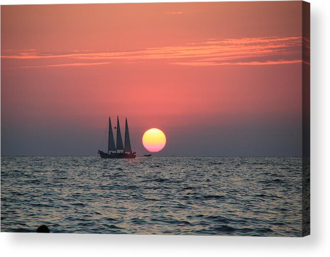 Sailboat Acrylic Print featuring the photograph Sailing away from the Sun by RobLew Photography