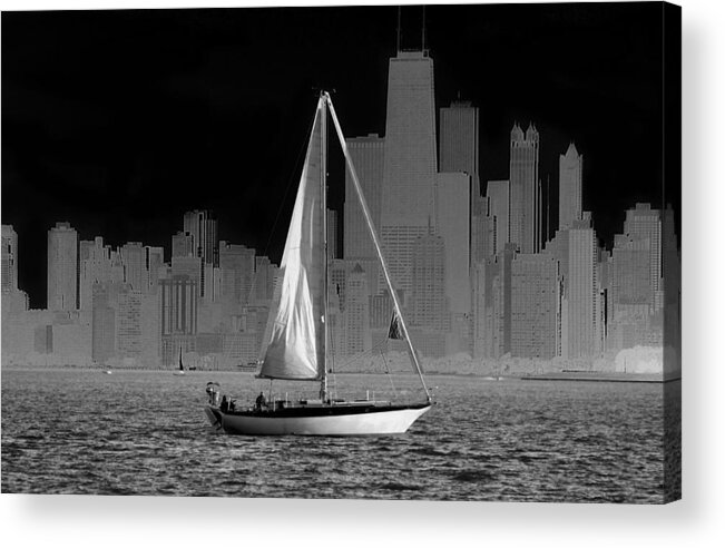 Boat Acrylic Print featuring the photograph Sailing in lake Michigan by Milena Ilieva