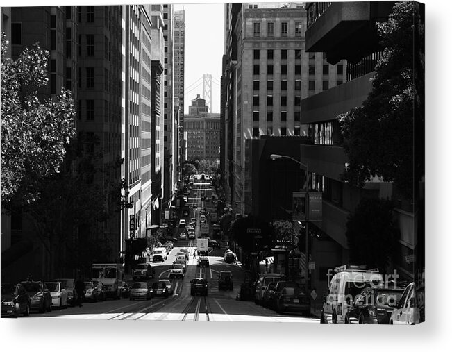 San Francisco Acrylic Print featuring the photograph San Francisco California Street . bw . 7D7186 by Wingsdomain Art and Photography
