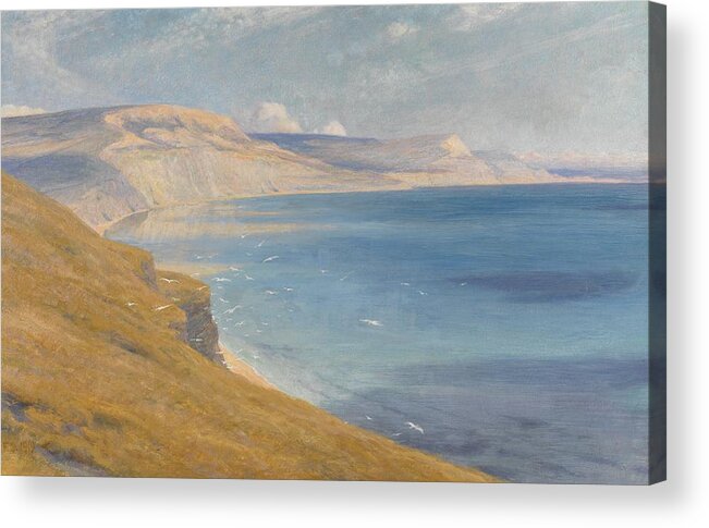 Coastal; Coast; Landscape; Seascapes Acrylic Print featuring the painting Sea and Sunshine  Lyme Regis by Frank Dicksee