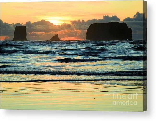 Olympic National Park Second Beach Acrylic Print featuring the photograph Sea Stack Sunset by Adam Jewell