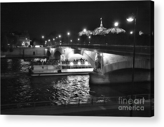 Paris Acrylic Print featuring the photograph Seine Paris Night by Chuck Kuhn