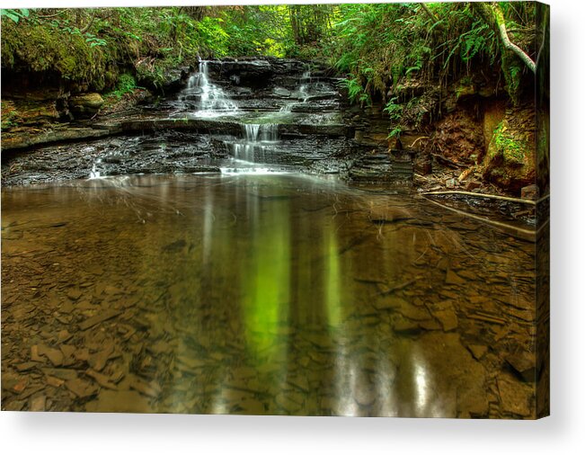 Green Mantle Acrylic Print featuring the photograph Small spirit of the falls by Jakub Sisak