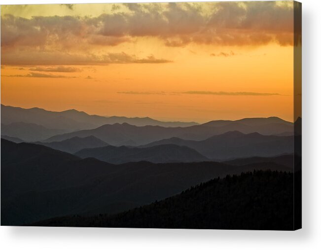 Great Smoky Mountains National Park Acrylic Print featuring the photograph Smokey Sunset 1 by Rick Hartigan