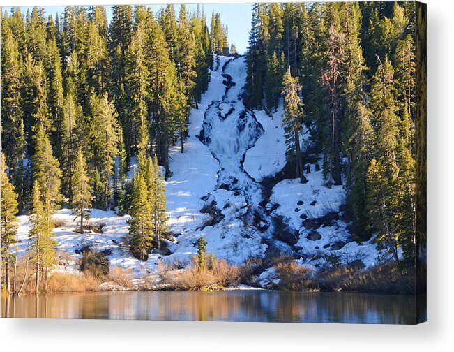 Waterfall Acrylic Print featuring the photograph Snowy Heart Falls by Lynn Bauer