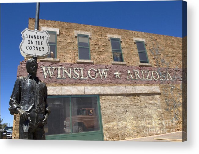 Winslow Arizona Acrylic Print featuring the photograph Standin On The Corner In Winslow Arizona by Bob Christopher