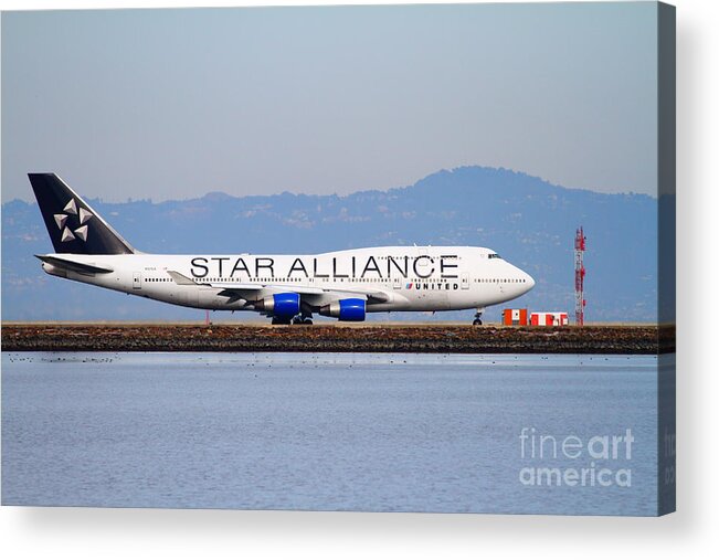 Airplane Acrylic Print featuring the photograph Star Alliance Airlines Jet Airplane At San Francisco International Airport SFO . 7D12199 by Wingsdomain Art and Photography