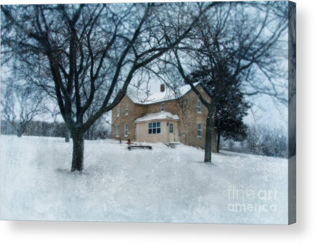 Rural Acrylic Print featuring the photograph Stone Farmhouse in Winter by Jill Battaglia