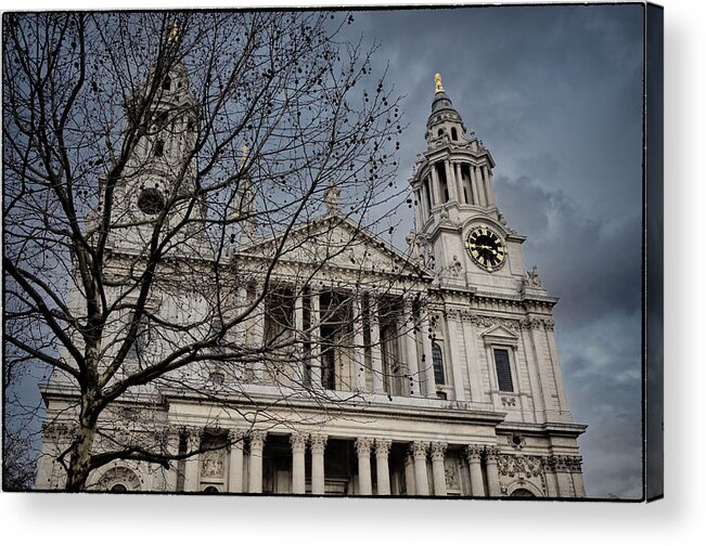 Building Detail Acrylic Print featuring the photograph Storms over St Pauls by Joan Carroll
