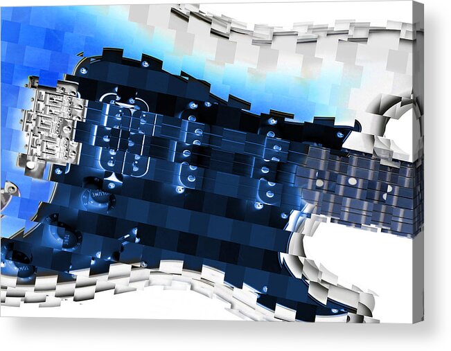 Abstract Guitar Acrylic Print featuring the photograph Abstract Guitar in Blue by Mike McGlothlen