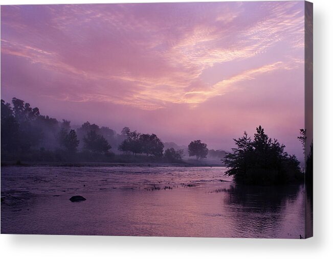 Texas Acrylic Print featuring the photograph Sunrise on a Foggy Morning 2 by Paul Huchton