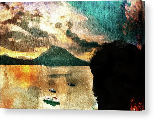 Sunset Acrylic Print featuring the digital art Sunset and Fear by Andrea Barbieri