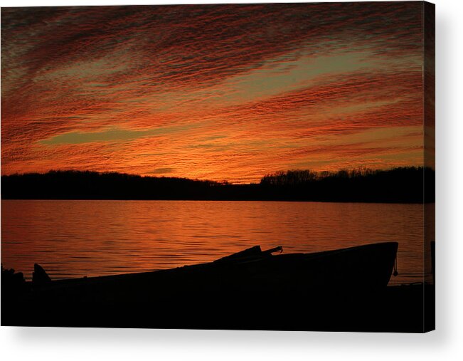 Sunset Acrylic Print featuring the photograph Sunset And Kayak by Daniel Reed