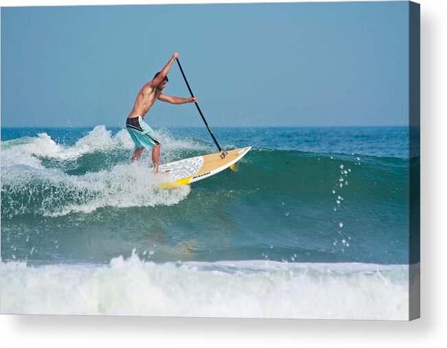 Surfing Acrylic Print featuring the photograph Surfing and Paddling by Ann Murphy