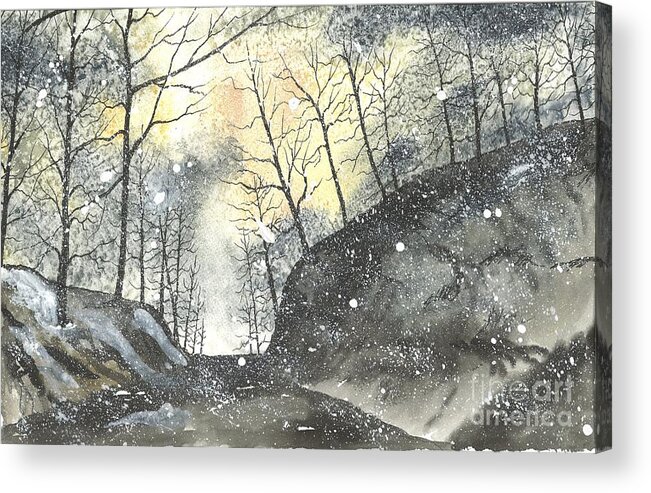 Snow Flakes Acrylic Print featuring the painting Swamp Rabbit Trail Three by Patrick Grills