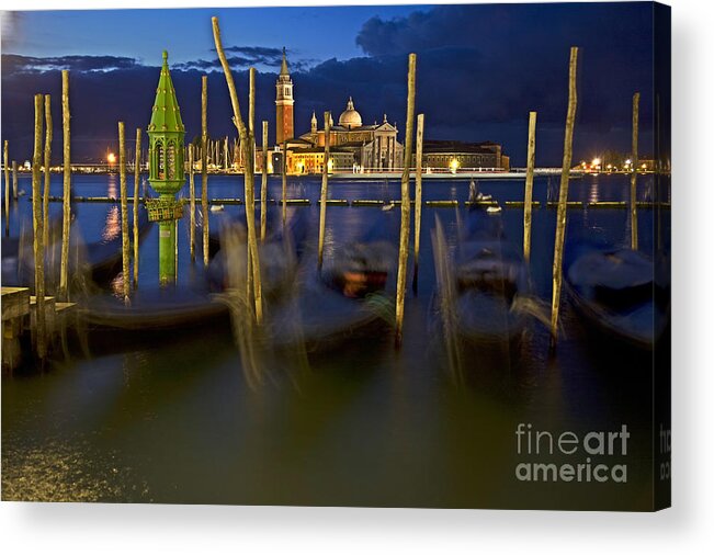 Venice Acrylic Print featuring the photograph Swaying Gondolas by Heiko Koehrer-Wagner