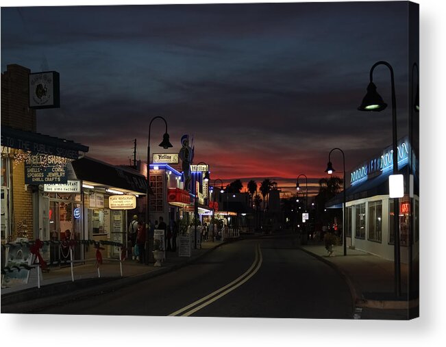 Dodecanese Blvd Acrylic Print featuring the photograph Tarpon Springs After Sundown by Ed Gleichman
