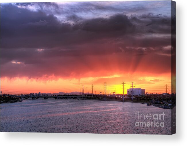 Tempe Town Lake Acrylic Print featuring the photograph Tempe Town Lake Sunset by Eddie Yerkish