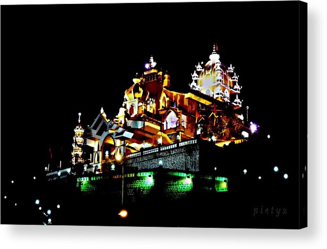 Abstract Acrylic Print featuring the photograph Temple at Night by Piety Dsilva