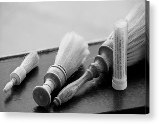 Barber Acrylic Print featuring the photograph The Barber Shop 6 BW by Angelina Tamez