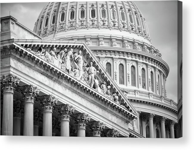Black And White Acrylic Print featuring the photograph The Capitol Building 4 by Frank Mari