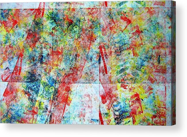 Yellow Acrylic Print featuring the mixed media Tracking Color by Aimee Bruno