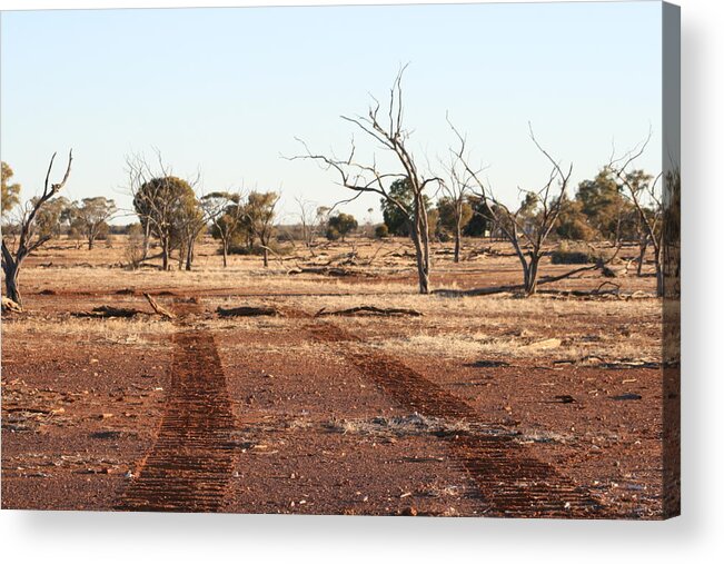 Landscape Acrylic Print featuring the painting Tracks to Nowhere by Jan Lawnikanis