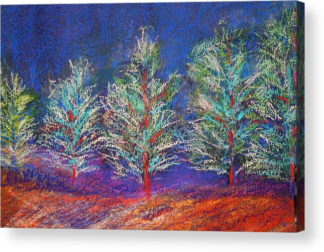 Landscape Acrylic Print featuring the painting Tree Line by Karin Eisermann