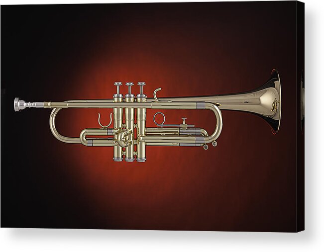 Fine Art Acrylic Print featuring the photograph Trumpet Red Spotlight by M K Miller