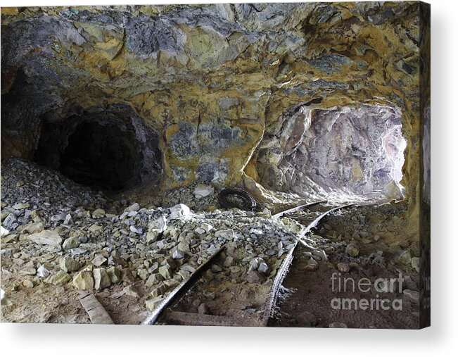Day Acrylic Print featuring the photograph Tunnel With Abandoned Railtracks by Richard Roscoe