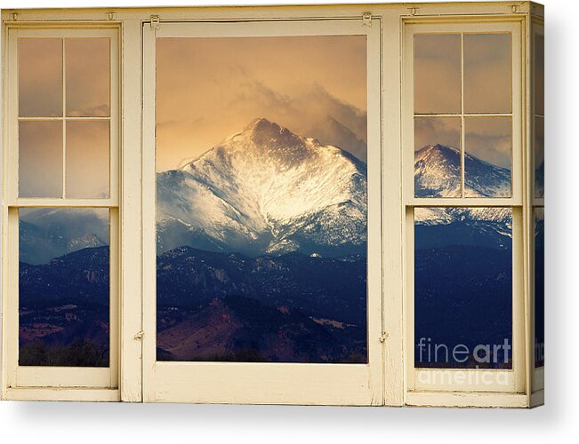 Windows Acrylic Print featuring the photograph Twin Peaks Meek and Longs Peak Window View by James BO Insogna