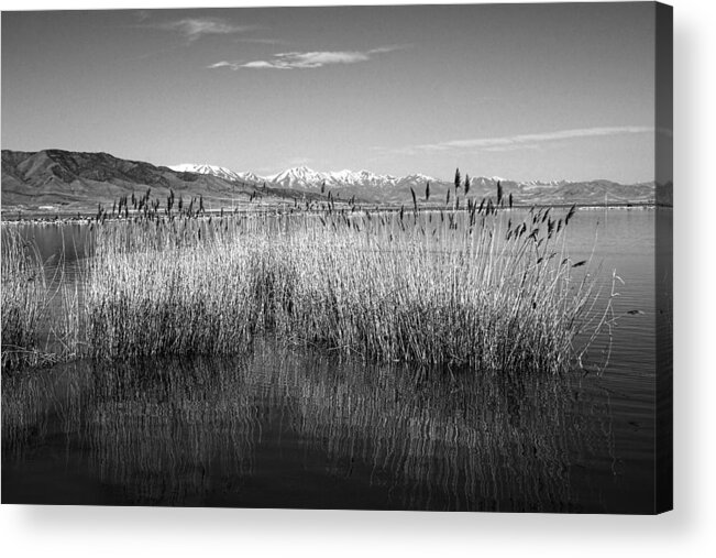 Utah Lake Acrylic Print featuring the photograph Utah Lake And Wasatch Mountains by Tracie Schiebel
