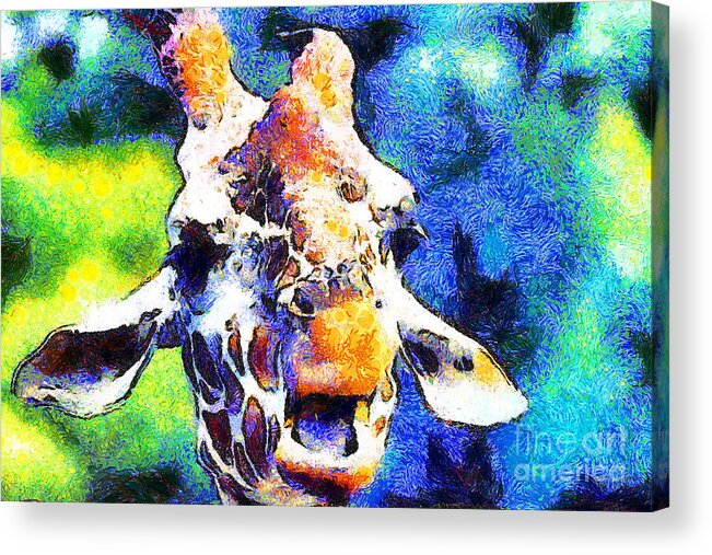 Animal Acrylic Print featuring the photograph Van Gogh.s Girrafe . 7D4143 by Wingsdomain Art and Photography