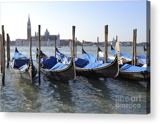 Gondolas Acrylic Print featuring the photograph Venice gondolas by Rebecca Margraf