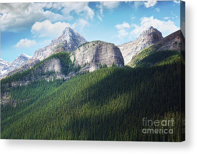 Alberta Acrylic Print featuring the photograph View of the Rocky Mountains in Alberta by Sandra Cunningham
