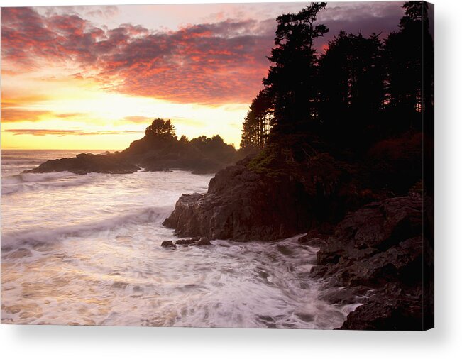 Biosphere Reserve Acrylic Print featuring the photograph Waves At Cox Bay And Sunset Point At by Deddeda