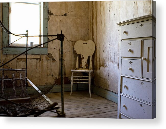 Old Bedroom Acrylic Print featuring the photograph White Chair in the Bedroom by Lorraine Devon Wilke